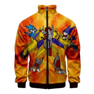 Digimon Fighting Tyrannosaurus Autumn Winter Hoodies Men Sweatshirts Zipper Fitness Hoody Jackets And Coats For Men - Anime Jacket