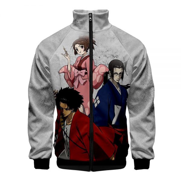 Anime Cosplay Coat Samurai Champloo Mugen Jin Kasumi Fuu 3D Print Zipper Stand Collar Jacket Casual 4 - Anime Jacket