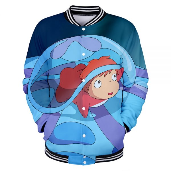 Ponyo on the Cliff 3D Printed Baseball Jackets Fashion Women Men Hot Sale 2019 Long Sleeve - Anime Jacket
