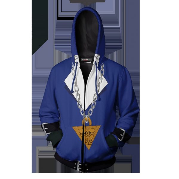 Unisex Aikooki Yu Gi Oh Blue Costume Cosplay Sweatshirt Hoodie Casual Tracksuit Jacket Hip Hop Top 3 - Anime Jacket