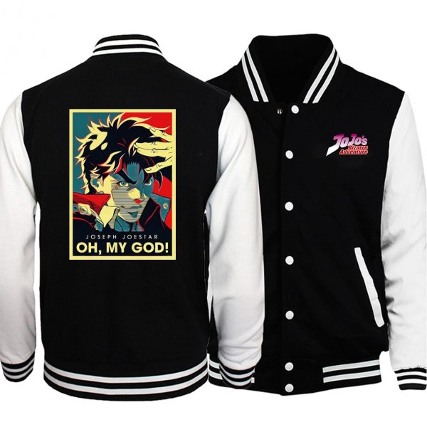 Jojo Bizarre Adventure Vintage Base uniform Joestar Joseph OH MY GOD Bomber Jacket Men Brand Coat - Anime Jacket