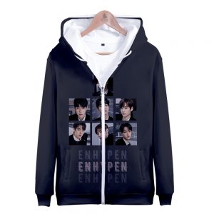 Korean K POP K POP KPOP ENHYPEN 3D Print Zip Up Hoodie Women Men Harajuku Sweatshirt - Anime Jacket
