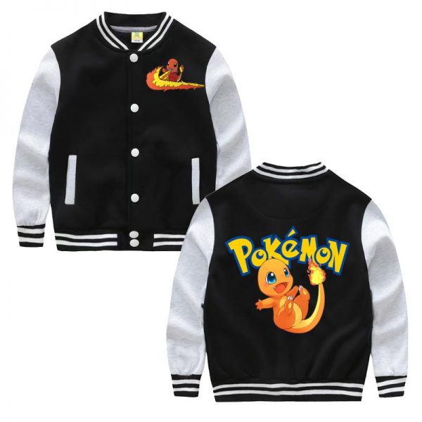 Pokemon Children All match Jacket Anime Cartoons Pikachu Charizard Baseball Uniform Coat TAKARA TOMY Peripheral - Anime Jacket